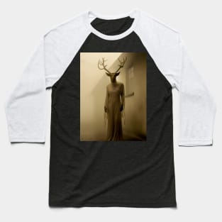 Scary Horned Halloween Demon: Outside My Bedroom Window on a Dark Background Baseball T-Shirt